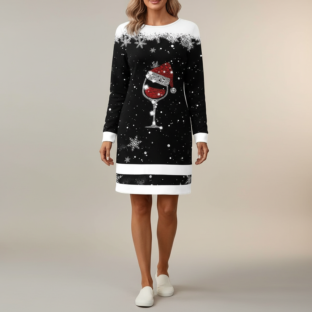 Christmas Print Sweatshirt Dress - Mini Women's Dress front view