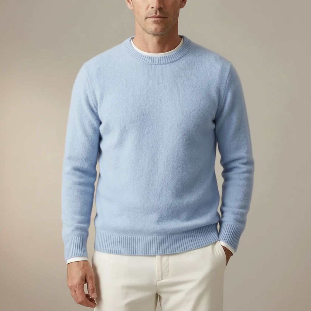 Crewneck Knit Sweater - Long Sleeve Men's Pullover front view